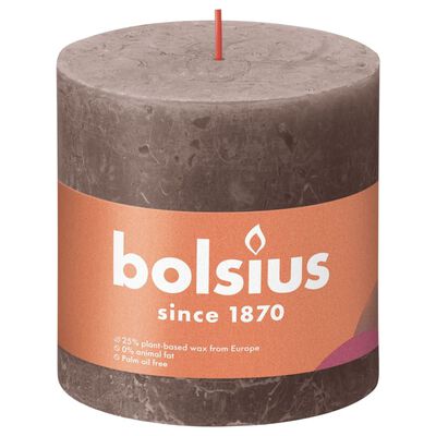 Bolsius Rustikke søylelys Shine 3 stk 100x100 mm rustikk gråbrun