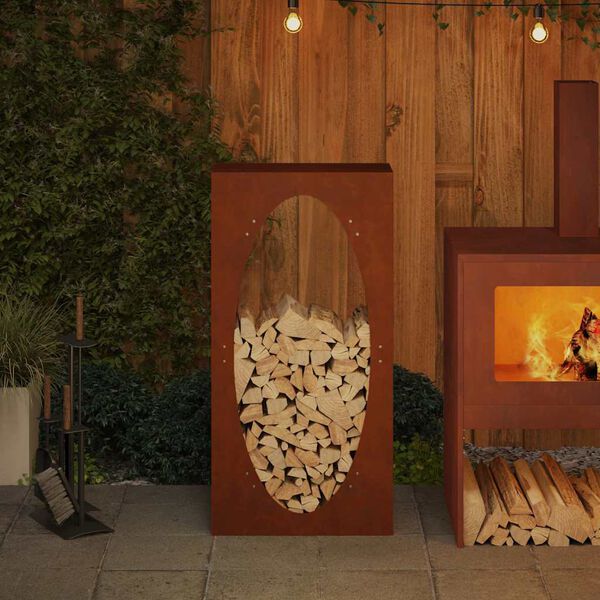 vidaXL Vedstativ 50x23x100 cm oksidert st&aring;l