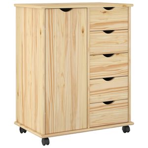 vidaXL Rullende skap med hjul Brun 63,5 x 39 x 79 cm Massiv furu