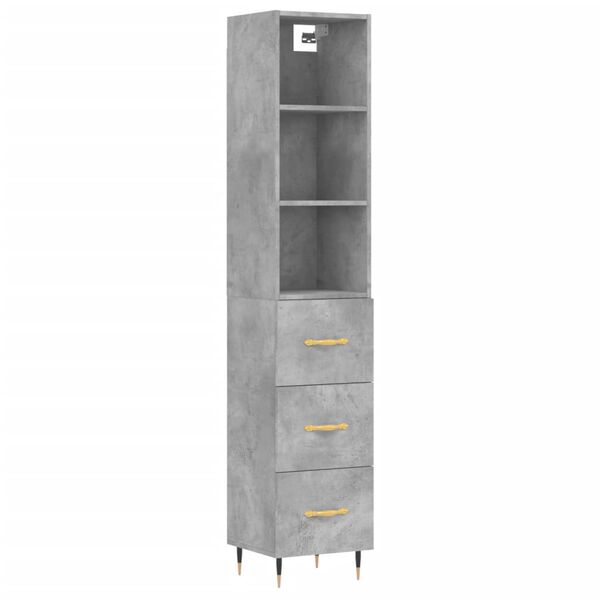 vidaXL Highboard betonggr&aring; 34,5x34x180 cm konstruert tre