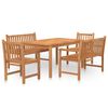 vidaXL Hagespisegruppe 5 deler heltre teak