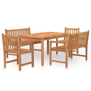 vidaXL Hagespisegruppe 5 deler heltre teak