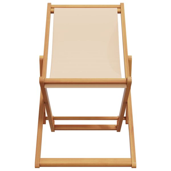 vidaXL Sammenleggbar strandstol beige heltre eukalyptus og stoff