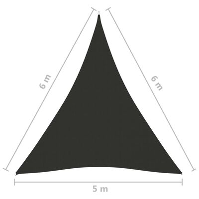 vidaXL Solseil oxfordstoff trekantet 5x6x6 m antrasitt