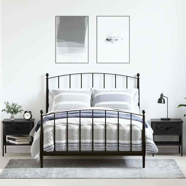 vidaXL Nattbord 2 pcs Svart eik 40 x 42 x 45 cm Ingeni&oslash;rtre og metall