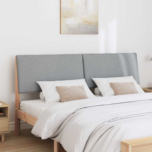 vidaXL Polstret sengegavl Lysegr&aring; 180 cm Massiv furu