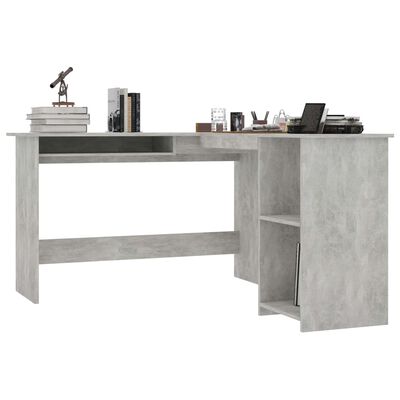 vidaXL L-formet hjørneskrivebord betonggrå 120x140x75 cm sponplate