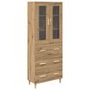 vidaXL H&oslash;yskap Artisan Eik 69,5 x 34 x 180 cm Sponplater og glass