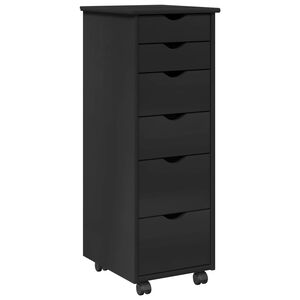vidaXL Rullende skap 34 x 39 x 93,5 cm Massiv furu Svart