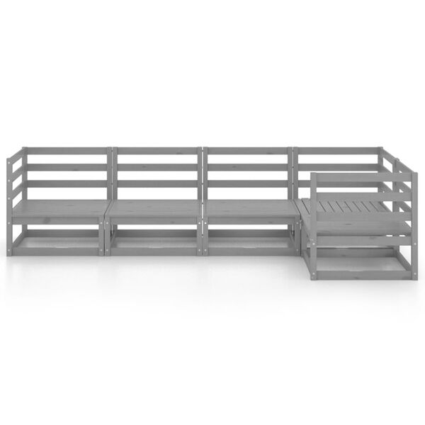 vidaXL Hagesofagruppe 5 deler grå heltre furu