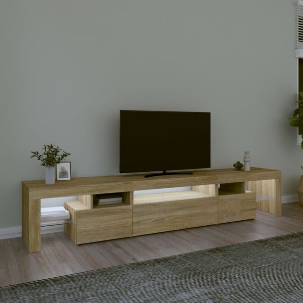 vidaXL TV-benk med LED-lys sonoma eik 215x36,5x40 cm
