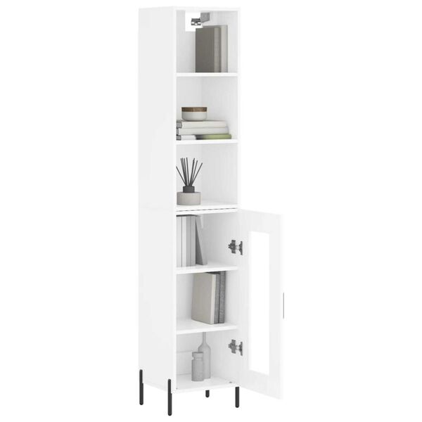 vidaXL Highboard h&oslash;yglans hvit 34,5x34x180 cm konstruert tre