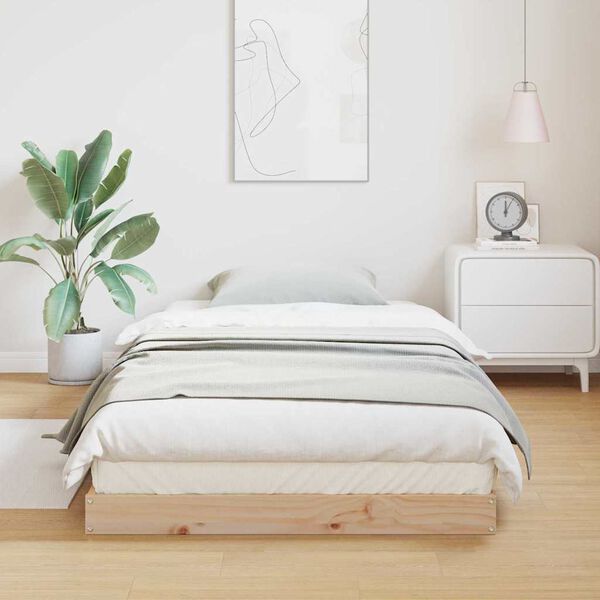 vidaXL Gulvbedramme Naturlig 100 x 210 cm Massivt furutre