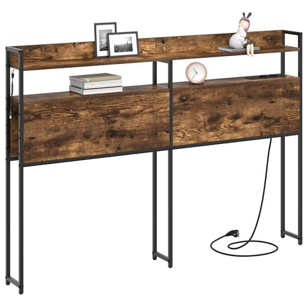 vidaXL Hodegavl med hylle med lagring R&oslash;kt eik 120 cm Konstruert tre