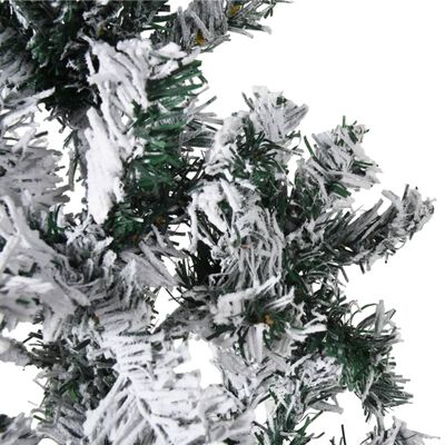 vidaXL Kunstig halvt juletre med flokket snø slankt 210 cm