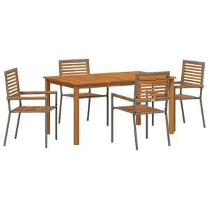 vidaXL Hage Spisegruppe 5 pcs Grå Poly rattan
