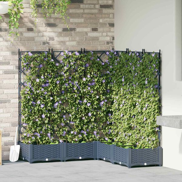 vidaXL Hageblomsterpotte 5 pcs Gr&aring; 120 x 120 x 125,5 cm Plast