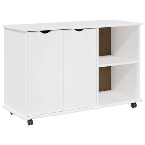 vidaXL Rullende skap med hjul Hvit 100 x 39 x 65,5 cm Massiv furu