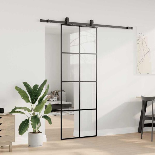 vidaXL Skyved&oslash;r med monteringssett svart 76x205 cm ESG-glass