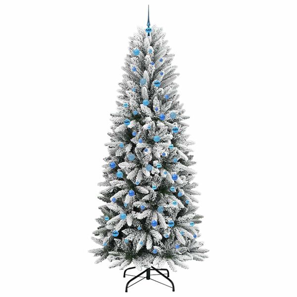 vidaXL Kunstig juletre med 300 LED Hvit 240 cm PVC, plast, st&aring;l og PE