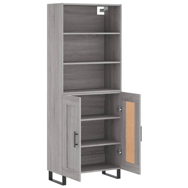 vidaXL Highboard gr&aring; sonoma 69,5x34x180 cm konstruert tre