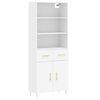 vidaXL Highboard hvit 69,5x34x180 cm konstruert tre
