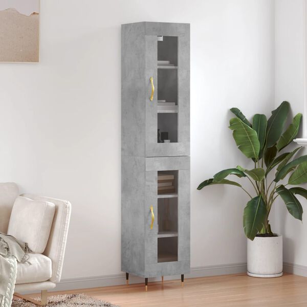vidaXL Highboard betonggr&aring; 34,5x34x180 cm konstruert tre
