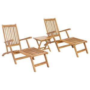 vidaXL Sammenleggbart dekkstol med bord 2 pcs Naturlig Massivt Teaktre