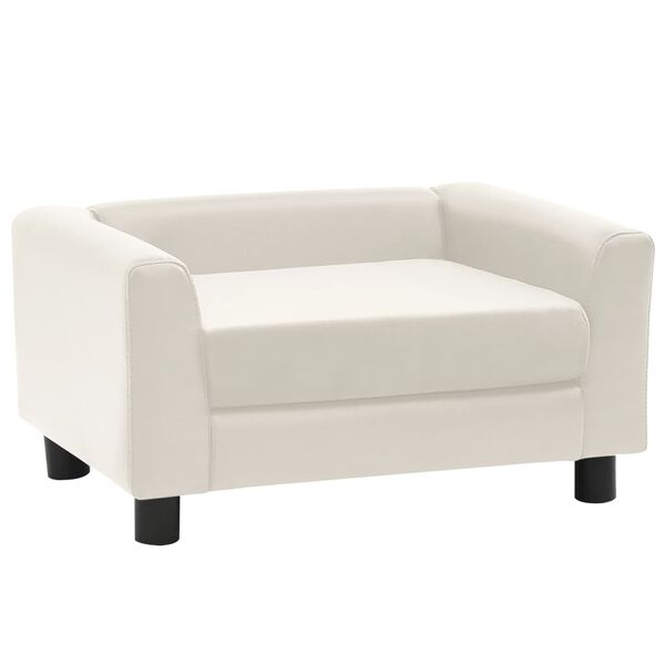 vidaXL Hundesofa med skumpute kremhvit 60x43x30 cm plysj og kunstl&aelig;r