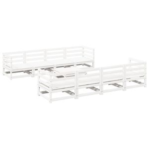 vidaXL Hagesofasett 9 deler hvit heltre furu