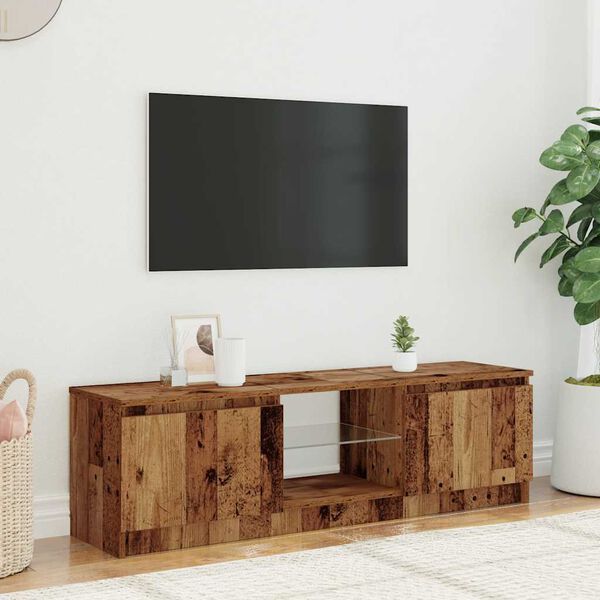 vidaXL TV-benk med LED-lys gammelt tre 140x40x36 cm konstruert tre