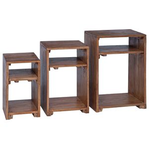 vidaXL Accent Bord med hylle 3 stk. Brun Massiv Mahogni Tre