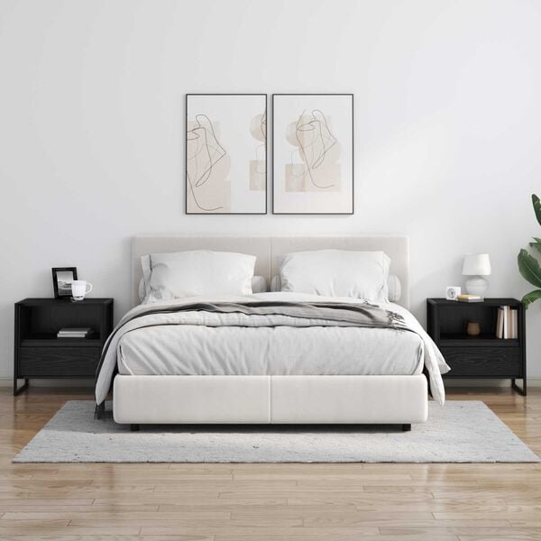 vidaXL Nattbord med skuff Svart Eik 50 x 39,5 x 50 cm Konstruert tre