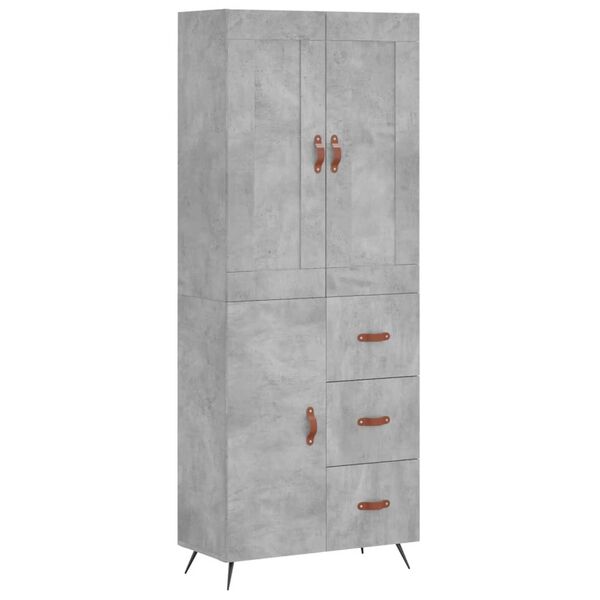 vidaXL Highboard betonggr&aring; 69,5x34x180 cm konstruert tre