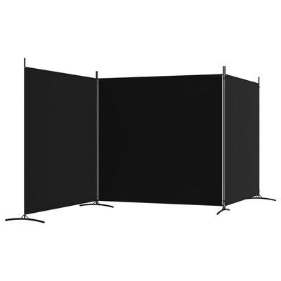 vidaXL Romdeler 3 paneler svart 525x180 cm stoff
