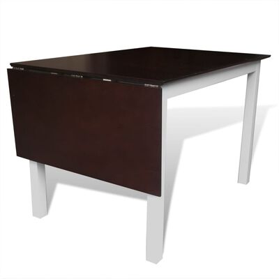 vidaXL Forlengende spisebord gummitre brun og hvit 150 cm