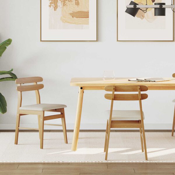 vidaXL Spisestuestol 2 pcs Naturlig og Lys Massivt tre