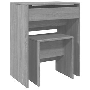 vidaXL Sminkebord med krakk gr&aring; sonoma 60x40x113,5 cm