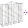 vidaXL Gabionkurver buede 14 stk 200x50x160/180 cm galvanisert jern