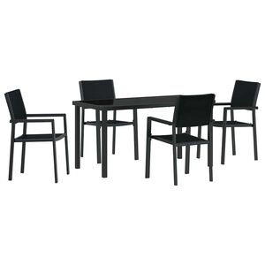 vidaXL Hage Spisegruppe 5 pcs Svart Pulverlakkert st&aring;l