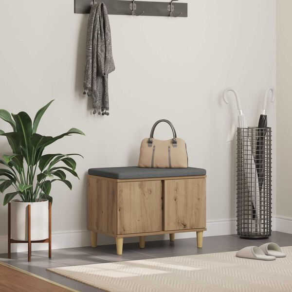 vidaXL Gangbenk med pute med lagring Artisan Eik 60 x 38 x 46 cm