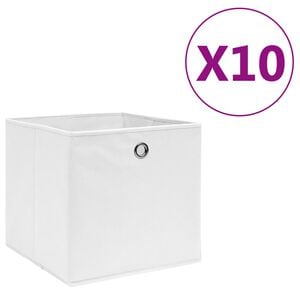 vidaXL Oppbevaringsbokser 10 stk uvevd stoff 28x28x28 cm hvit