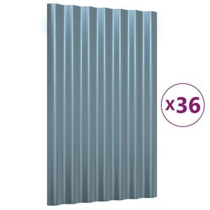vidaXL Takpaneler 36 stk galvanisert st&aring;l gr&aring; 60x36 cm