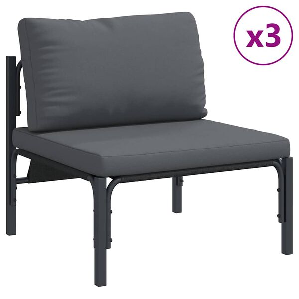 vidaXL Hagesofa Set med pute 6 pcs Svart St&aring;l