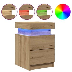 vidaXL Nattbord 2 stk med LED artisan eik 35x39x55 cm konstruert tre