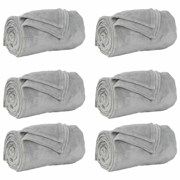 vidaXL Kastepledd 6 pcs Gr&aring; 130 x 150 cm Fleece