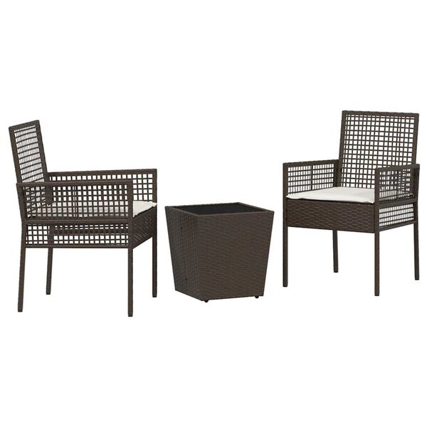 vidaXL Hage Bistro Sett 3 pcs Brun polyrotting