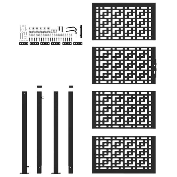 vidaXL Hageport svart 100x200 cm stålkorsdesign
