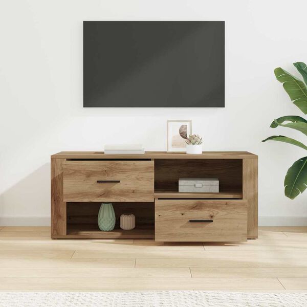 vidaXL TV-skap med skuff Artisan Eik 100 x 35 x 40 cm Konstruert tre