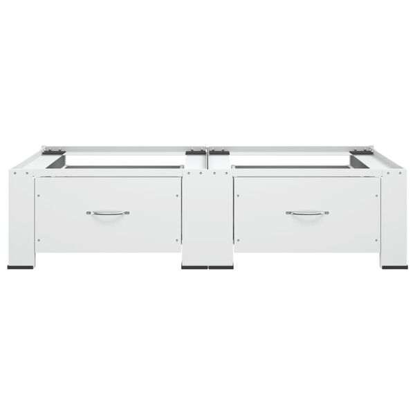 vidaXL Dobbel sokkel til vaskemaskin og t&oslash;rketrommel med skuffer hvit